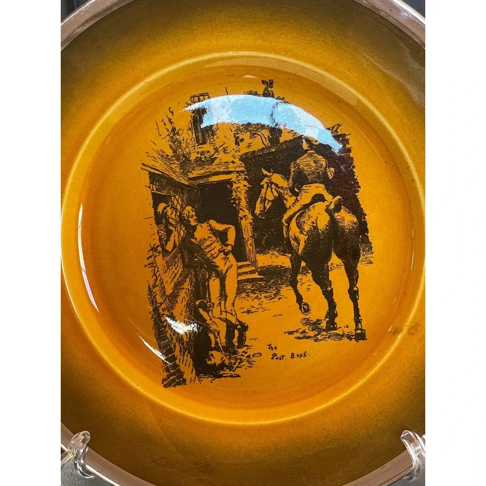 Ridgways Coaching Days & Coaching Ways The Post Boys Plate 9in Amber Gold Silver